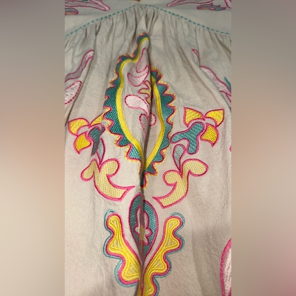 Blue velvet embroidered boho Tunic - Picture 6 of 7